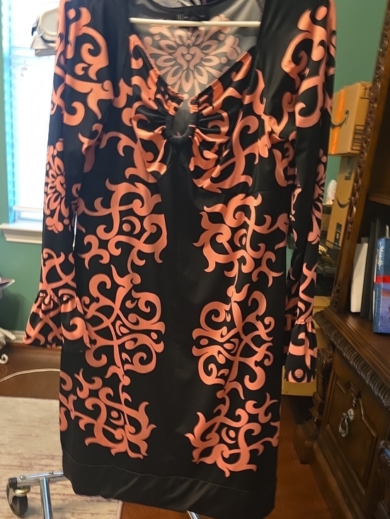 INC International Concepts Dresses & Skirts - INC International Concepts Black Dress with Light Pink Floral Scrolls
